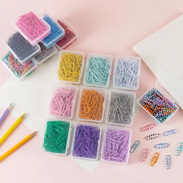 Colorful metal paper clips